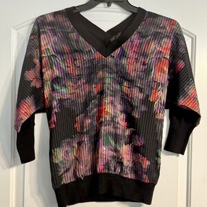 Ted Baker Black Top with Multicolor Abstract Design